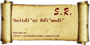 Soltész Rómeó névjegykártya